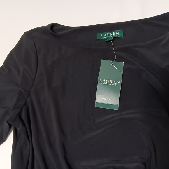 Lauren Ralph Lauren Ladies side rouching Black and white Long Sleeve Dress. 16 - Picture 9 of 9